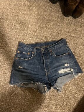 Levi 501 Distressed Jean Shorts Size 26